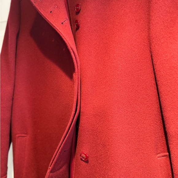 Vintage Red Virgin Wool Full Length Coat - Picture 2 of 8